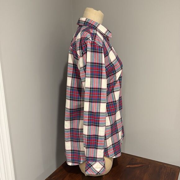 TALBOTS COTTON BUTTON FRONT SHIRT DECORATIVE PLAID SIZE S - Picture 4 of 10